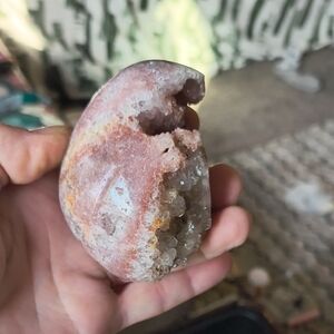 Pink and White Geode Crystal